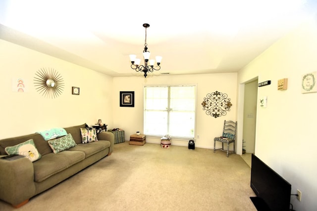 2023 Brackin Dr, Dothan, AL 36301 - living room featuring light carpet and a chandelier