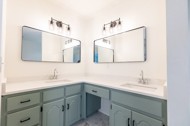 bathroom with double vanity and a sink