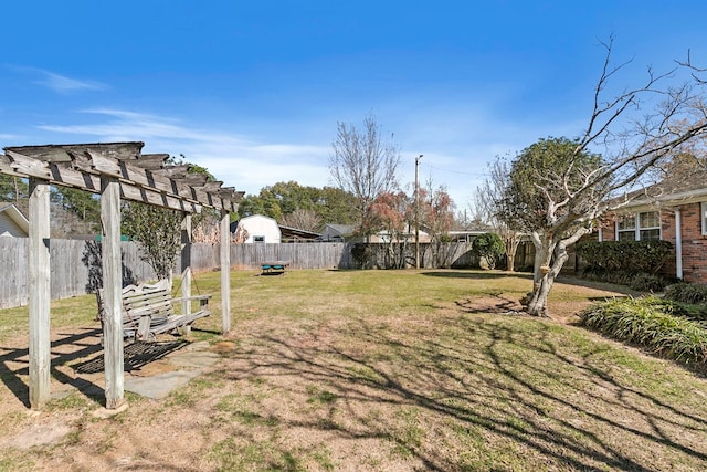 view of yard with a fenced backyard