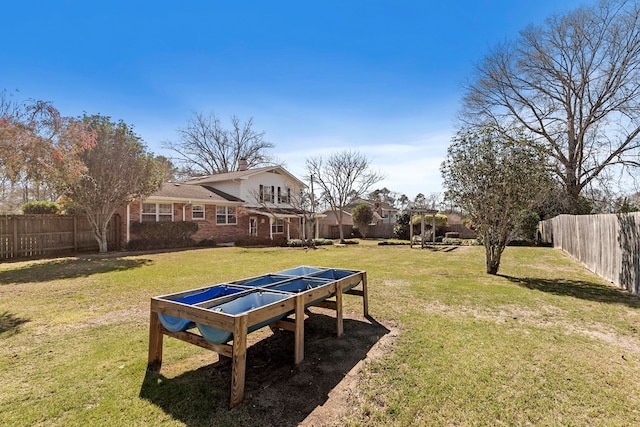 view of yard featuring a fenced backyard