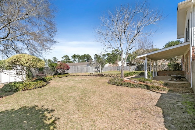 view of yard with a patio and a fenced backyard