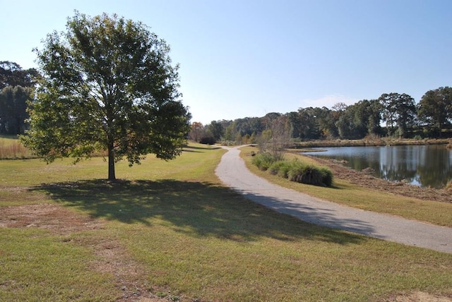 view of road featuring a water view