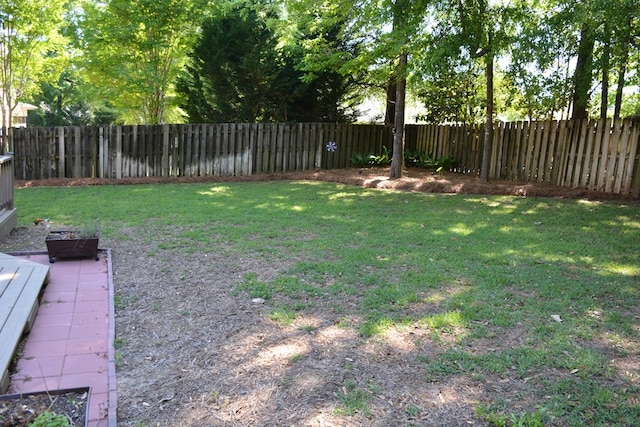 view of yard with a fenced backyard