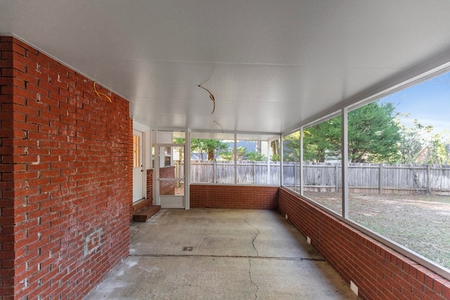 view of unfurnished sunroom