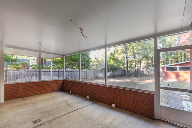 view of unfurnished sunroom