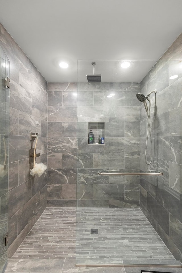 bathroom with a stall shower