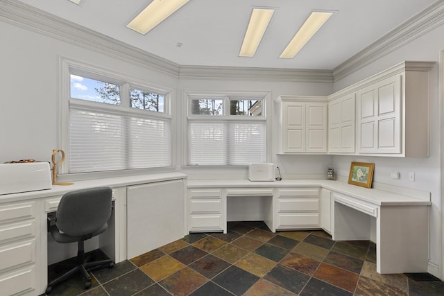 109 Royal Highlands Ln, Dothan, AL 36305 - office featuring built in study area, stone tile flooring, and crown molding
