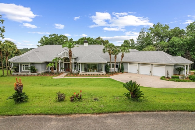 109 Royal Highlands Ln, Dothan, AL 36305 - ranch-style home with a garage, concrete driveway, a front lawn, and a chimney