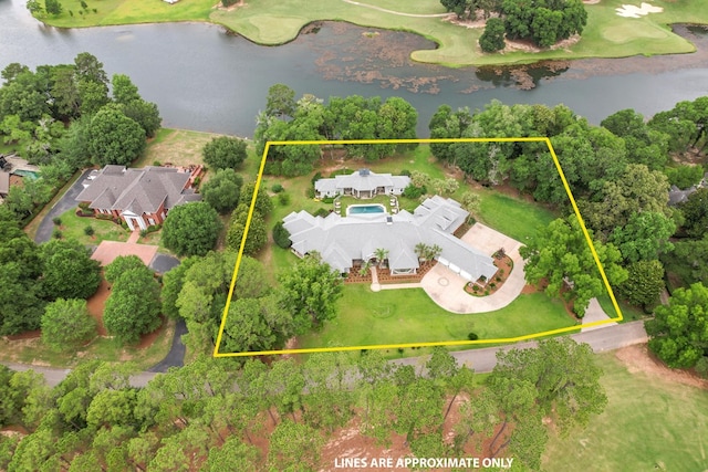 109 Royal Highlands Ln, Dothan, AL 36305 - aerial view of residential area featuring a large body of water and property boundaries highlighted