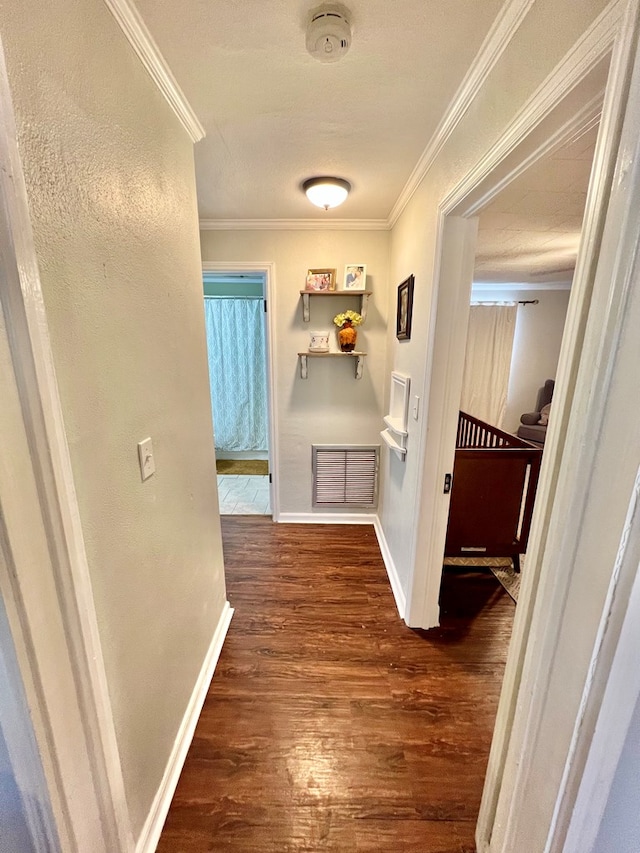 601 6th Ave, Ashford, AL 36312 - hall with dark wood-type flooring and crown molding