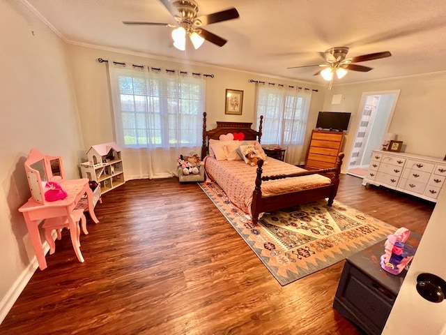 601 6th Ave, Ashford, AL 36312 - bedroom with ornamental molding, wood finished floors, and ceiling fan