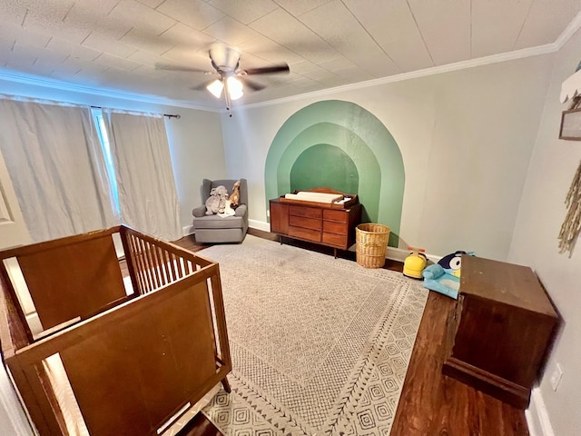601 6th Ave, Ashford, AL 36312 - bedroom featuring wood finished floors, crown molding, and ceiling fan