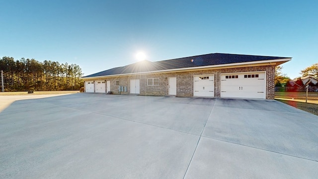 exterior space with a garage