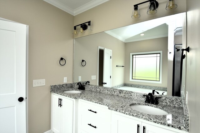 5120 Judge Logue Rd, Newton, AL 36352 - full bathroom featuring ornamental molding and double vanity