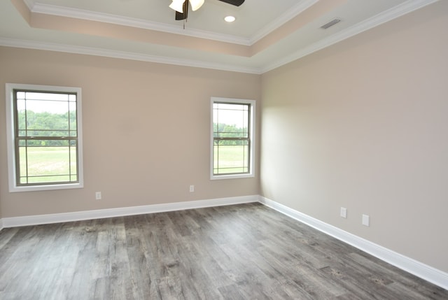 5120 Judge Logue Rd, Newton, AL 36352 - unfurnished room featuring a raised ceiling, healthy amount of natural light, wood finished floors, ornamental molding, and recessed lighting