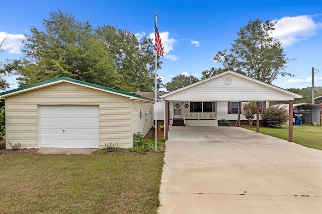 view of front of house featuring a front yard and a carport