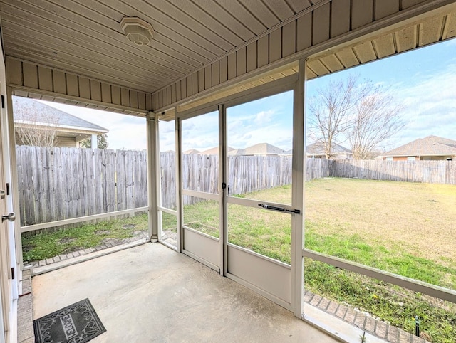 view of unfurnished sunroom