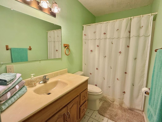 4955 County Road 36, Hartford, AL 36344 - bathroom featuring toilet, vanity, a textured ceiling, and a shower with shower curtain