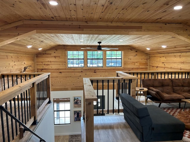 489 Skipper Rd, Malvern, AL 36375 - additional living space featuring ceiling fan, wood walls, and lofted ceiling