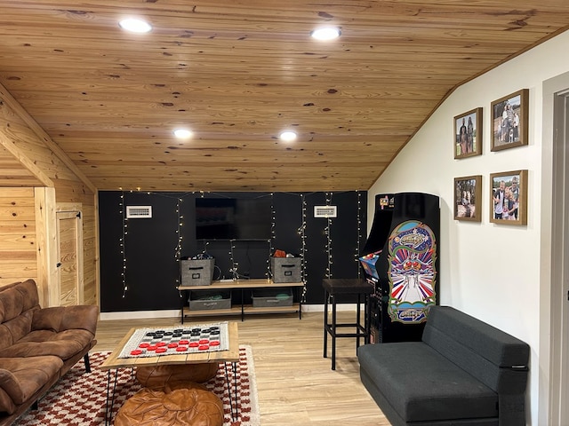489 Skipper Rd, Malvern, AL 36375 - interior space featuring recessed lighting, lofted ceiling, wood finished floors, and wooden ceiling