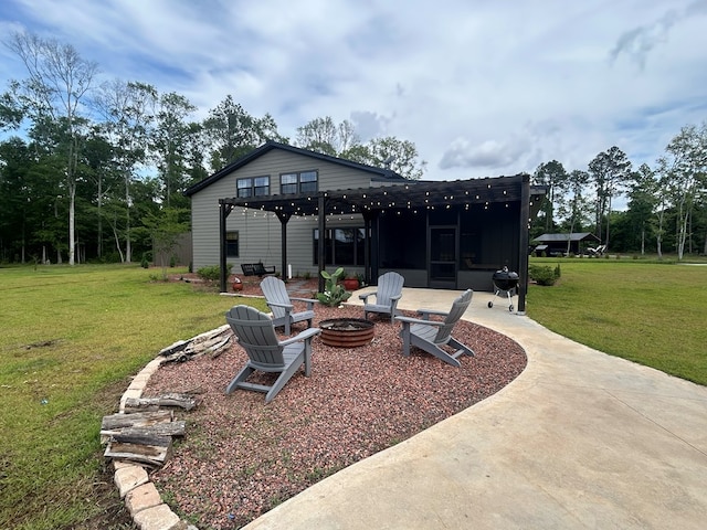 489 Skipper Rd, Malvern, AL 36375 - view of patio / terrace featuring area for grilling, a fire pit, and a sunroom