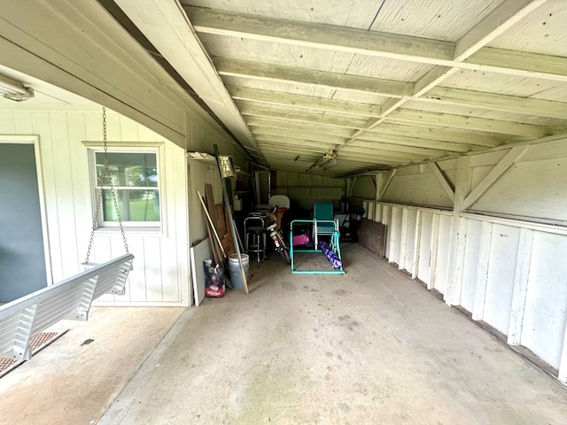 interior space with wooden walls