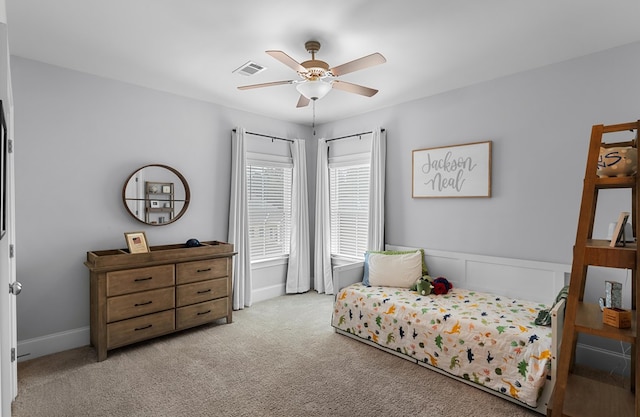 652 Charleston Mills Dr, Dothan, AL 36350 - carpeted bedroom with a ceiling fan and visible vents