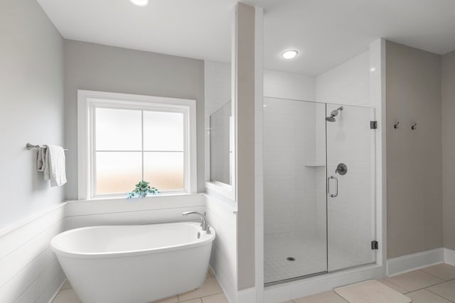 652 Charleston Mills Dr, Dothan, AL 36350 - full bath with recessed lighting, tile patterned flooring, a stall shower, and a soaking tub