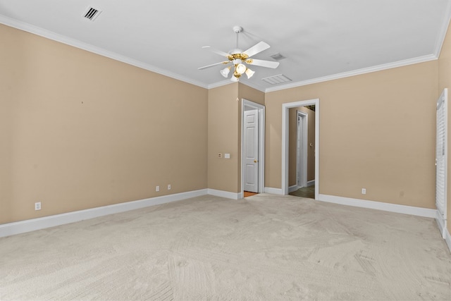 601 Edinburgh Way, Dothan, AL 36305 - unfurnished bedroom featuring ornamental molding, light colored carpet, baseboards, and a ceiling fan