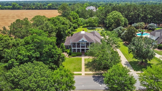 601 Edinburgh Way, Dothan, AL 36305 - aerial view of property and surrounding area featuring a pool area and a heavily wooded area