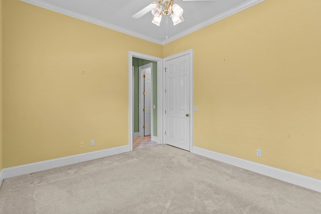 601 Edinburgh Way, Dothan, AL 36305 - spare room featuring light carpet, baseboards, ceiling fan, and ornamental molding
