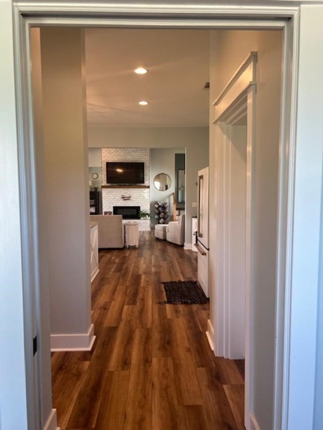 1015 Hardy Rd, Dothan, AL 36301 - hallway with dark wood-style flooring and recessed lighting