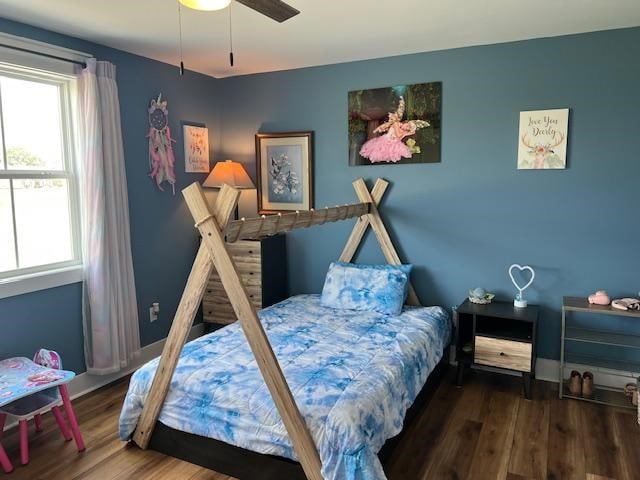 1015 Hardy Rd, Dothan, AL 36301 - bedroom with wood finished floors and ceiling fan