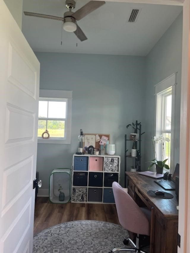 1015 Hardy Rd, Dothan, AL 36301 - office space featuring dark wood finished floors and ceiling fan
