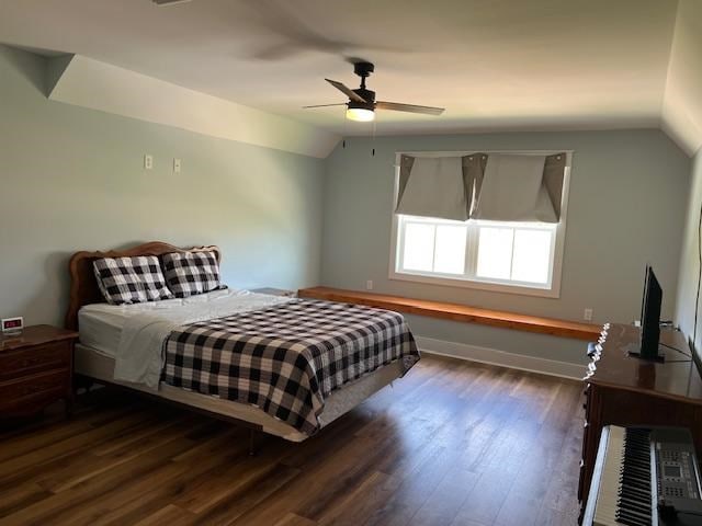 1015 Hardy Rd, Dothan, AL 36301 - bedroom with lofted ceiling, wood finished floors, and ceiling fan