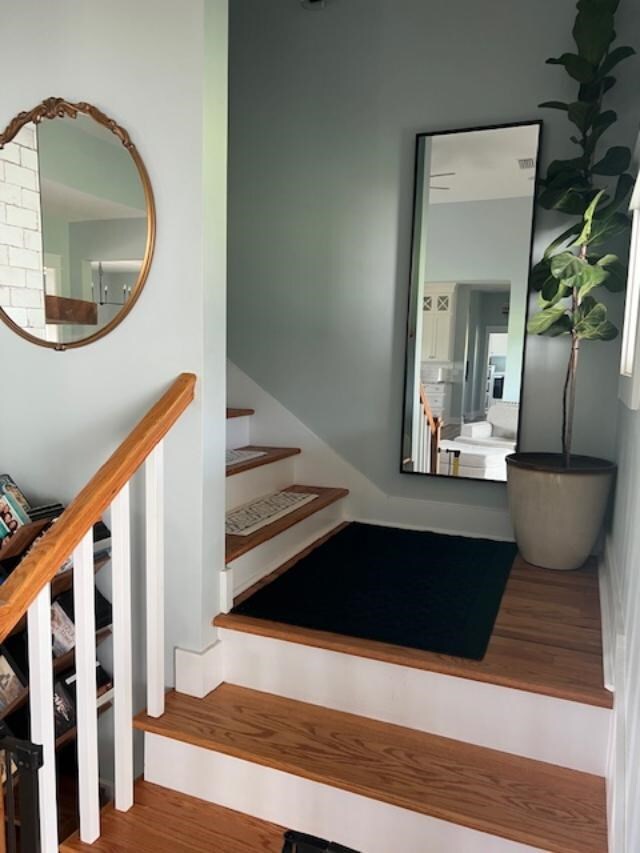 1015 Hardy Rd, Dothan, AL 36301 - staircase with wood finished floors
