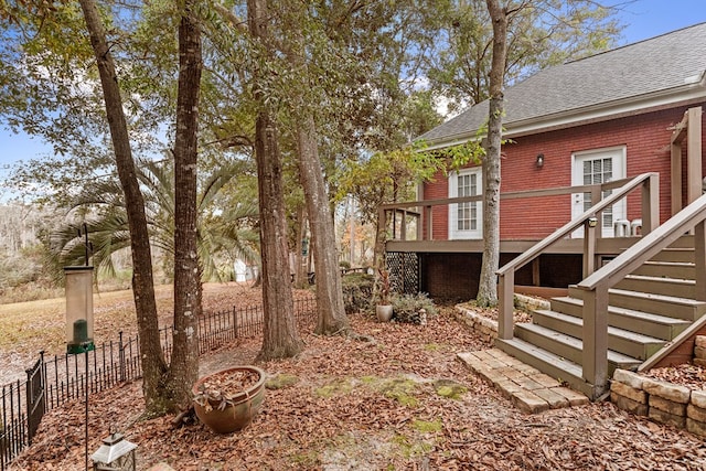 view of yard featuring a deck