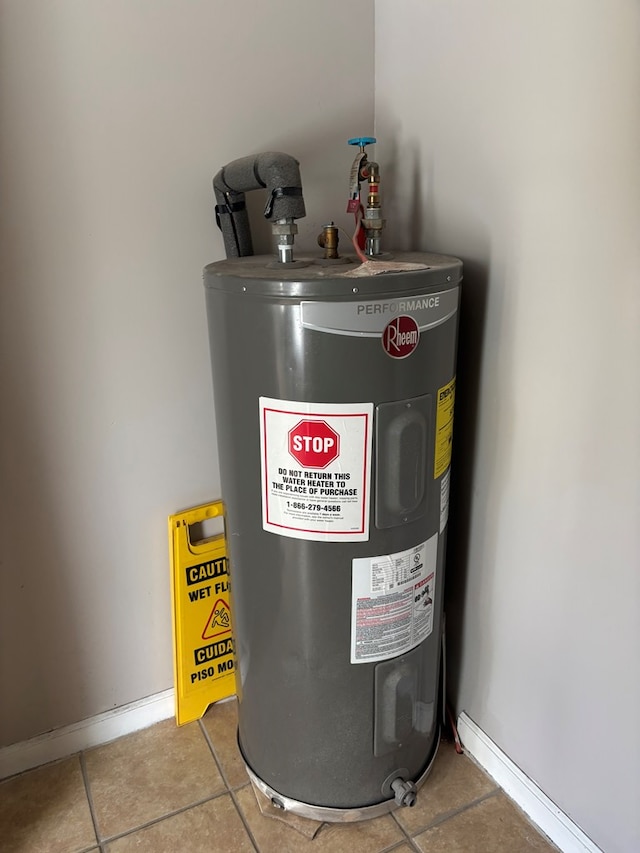 utility room with electric water heater