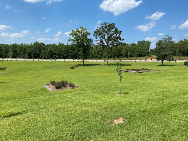 view of community with a rural view and a yard