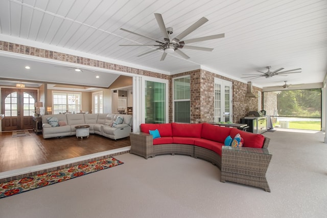 1913 W Malvern Hwy, Slocomb, AL 36375 - living room with french doors, ceiling fan, and recessed lighting