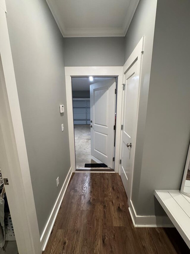1180 Sandbed Rd, Newton, AL 36352 - corridor with ornamental molding, wood finished floors, and baseboards