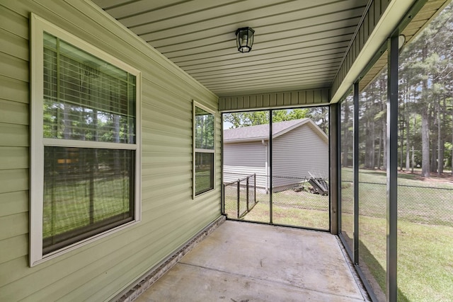 view of unfurnished sunroom