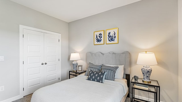 bedroom featuring carpet floors and a closet