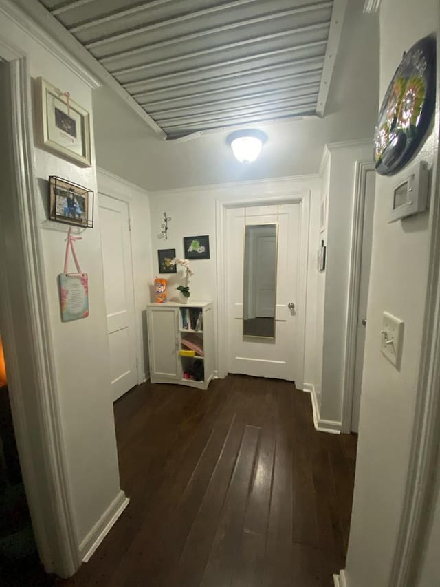 hallway featuring dark wood-style floors