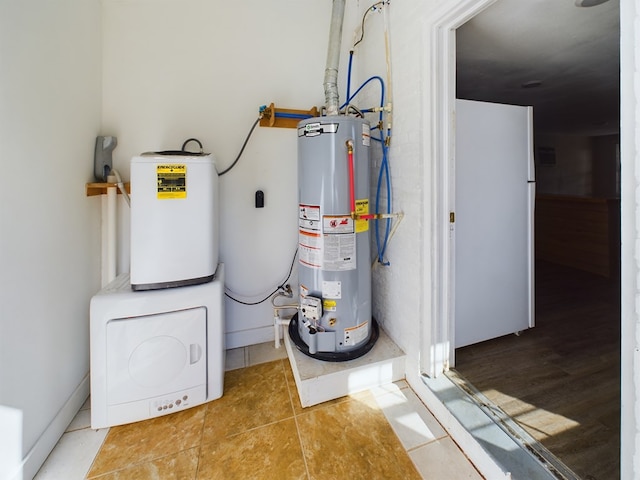 utility room featuring water heater