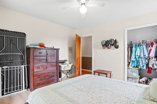 568 N Morris St, Slocomb, AL 36375 - bedroom with a closet, wood finished floors, and a ceiling fan