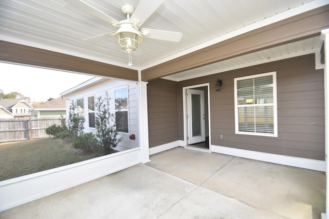 view of patio / terrace with ceiling fan