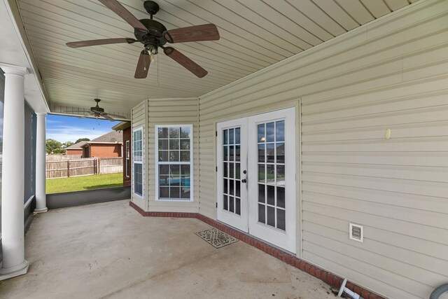 170 County Road 751, Enterprise, AL 36330 - unfurnished sunroom featuring french doors and a ceiling fan