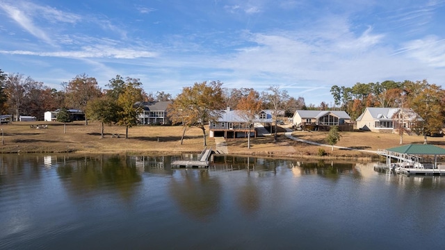 property view of water with a boat dock