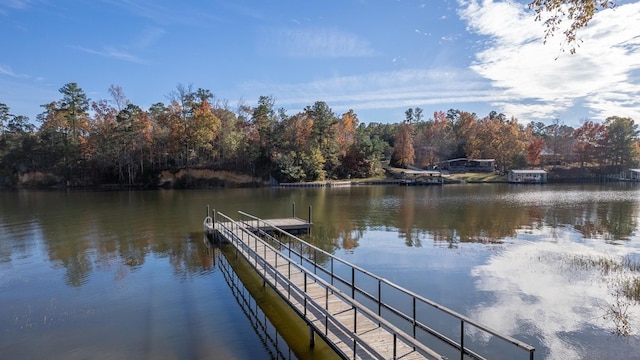 view of dock featuring a water view